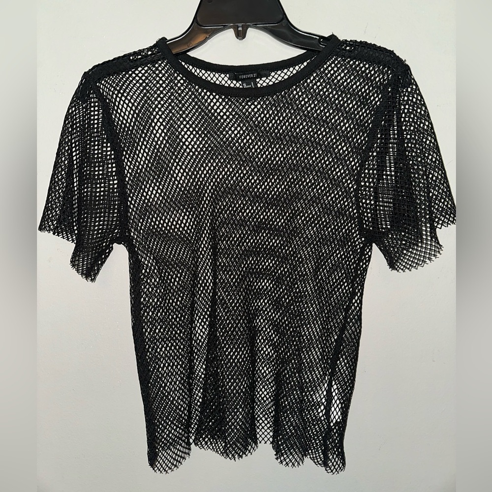 Women’s Fishnet Black Short Sleeve Top
